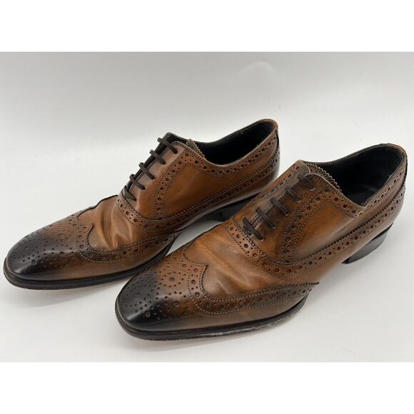 To Boot New York Viceroy Brogue Wingtip Leather Oxfords Cognac Brown Men’s 9.5 - Picture 3 of 12